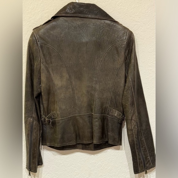 Andrew Marc Vintage 100% Leather Cropped Moto Jacket Unisex Size XS - Picture 7 of 15
